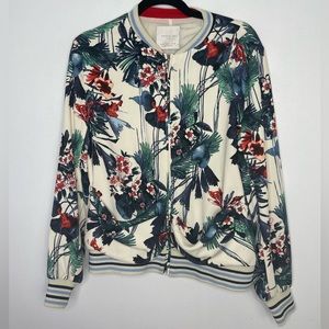 ZARA tropical bomber floral jacket